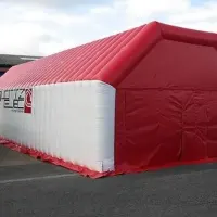 Red And White Inflatable Worktent With Horizontal Beam Roof