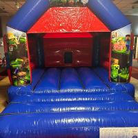 11ft X 15ft Red And Blue Minecraft Themed Bouncy Castle Hire