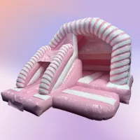 Pink And White Luxury Candy Twist Bouncy Castle With Slide