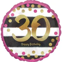 18 Inch Pink And Gold Milestone Birthday Holographic Balloons