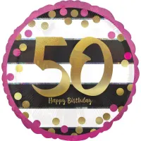 18 Inch Pink And Gold Milestone Birthday Holographic Balloons