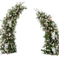 Dusky Pink Pillar Arch With Mixed Pinks And White Florals And Hanging Orcids