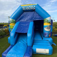 Blue Front Slide Combi Bouncy Castle With Front Slide For Hire
