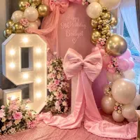 Led Numbers With Balloon Arch And Party Decor Backdrops