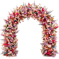 Tropical Paradise Arch With Reds, Pinks, Purples, Orange, Blue & Yellow Pastel Florals