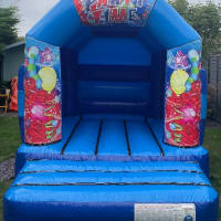 Blue Low Height Junior Castle With Party Time Graphics