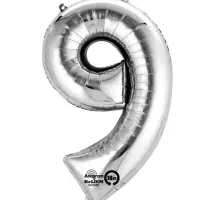 Silver Giant Foil Number Helium Balloons 0-9