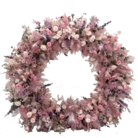 Pink And White Florals With Burst Of Coloured Delphimiums