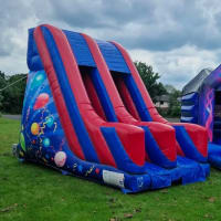 Neon Disco Bounce Package - Neon Disco Castle And Blue Party Theme Slide