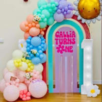 Led Numbers With Balloon Arch And Party Decor Backdrops