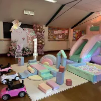 Package 4 - Soft Play Bouncy Castle Balloon Dome Table And Chairs Small Decor