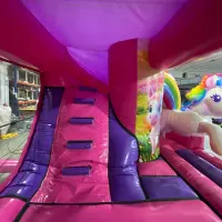 3d Unicorn Kingdom Bouncy Castle With Slide