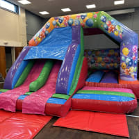 Twin Lane Slide Party Theme Bouncy Castle