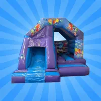 Blue And Purple Party Time Castle Combi With Slide
