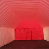 Red And White Inflatable Worktent With Horizontal Beam Roof