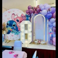 Led Numbers With Balloon Arch And Party Decor Backdrops