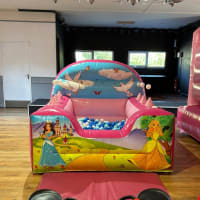 Pink Princess Inflatable Ball Pool With Air Jugglers For Toddler Party Hire Southend