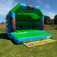 Web Shooter Themed Green And Blue Castle