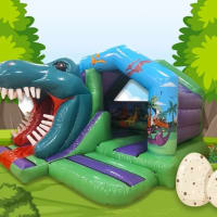 3d Dinosaur Castle With Slide 12ft X 15ft