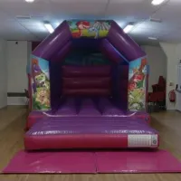 Pink And Purple Dinosaur Themed Bouncy Castle