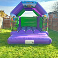 Green Minecraft Themed Bouncy Castle