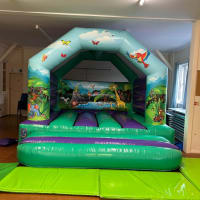 12x12ft Green Jungle Bouncy Castle And Soft Play Package With Ball Pool And Didi Cars