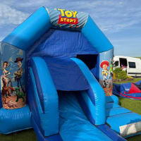 Blue Front Slide Combi Bouncy Castle With Front Slide For Hire
