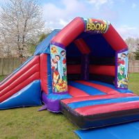 Superhero Themed Side Slide Bouncy Castle
