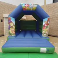 Green Blue Bouncy Castle 11x15 Dinosaur Theme