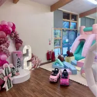 Led Numbers With Balloon Arch And Party Decor Backdrops