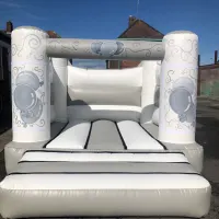 Grey White Dinosaur Bouncy Castle