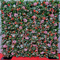 Green Foliage With Pink Red And Orange Flowers