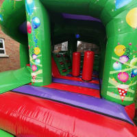 Disco Double Play And Slide Party Theme Bouncy Castle