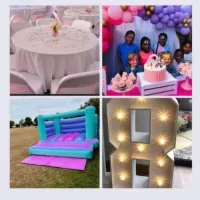 Led Numbers With Balloon Arch And Party Decor Backdrops