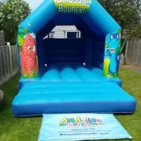11ft X 15ft Dinosaur Themed Bouncy Castle - Blue