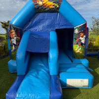 Blue Front Slide Combi Bouncy Castle With Front Slide For Hire
