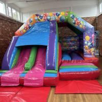 Twin Lane Slide Party Theme Bouncy Castle