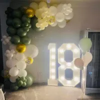Double Led Number With Balloon Arch