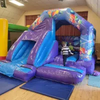 Blue Party Castle And Slide Combination
