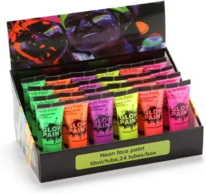 6x Tubes Of Glow Face Paint In Assorted Colours (colours Subject To Change)