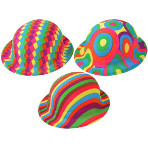 Jazzy Plastic Bowler Hat 3 Assorted Designs (price Is Per Hat)