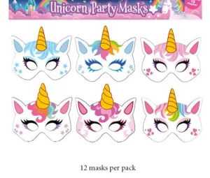 Unicorn Mask Pack Of 12 Cardboard Masks