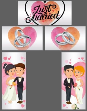 6 Piece Velcro Artwork  Just Married Theme