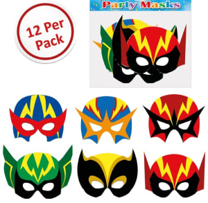 Super Hero Card Masks Pack Of 12