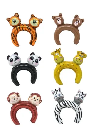 Inflatable Assorted Animal Headbands Pack Of 12