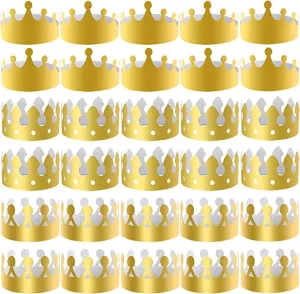 Gold Cardboard Crown Mixed Styles Pack Of 54