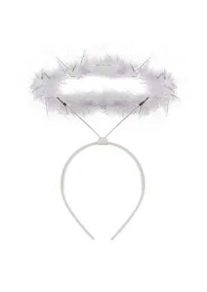 White Angel Halo Headband With Fur