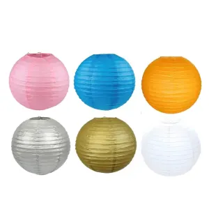 12 Inch Paper Lanterns - Pack Of 12 In One Colour