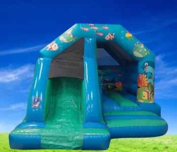 Ocean Front Slide Combo Bouncy Castle hire in Thornliebank