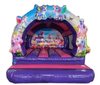 Unicorn Curved Contour Bouncy Castle hire in Thornliebank